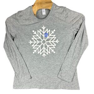 Sleep Chic Pajama Women M Gray Snowflake Long-Sleeve